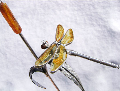 SILVER AND AMBER DRAGONFLIES