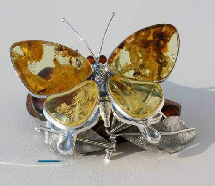 SILVER AND AMBER BUTTERFLIES 