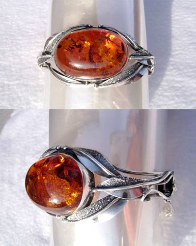 SILVER AND AMBER BRACELETS