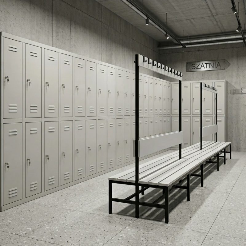 METAL BENCHES CHANGING ROOM WITH HOOKS