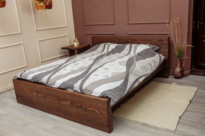 Wooden dark bed
