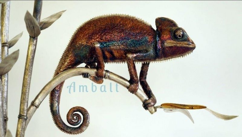 SILVER AND AMBER CHAMELEON